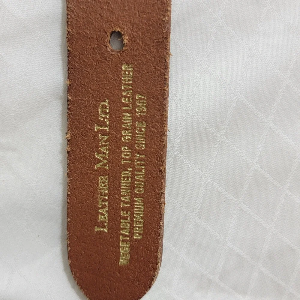 Leather Man Ltd Mens Navy Blue Canvas Leather Web Belt Fish Tuna Marlin Size 28